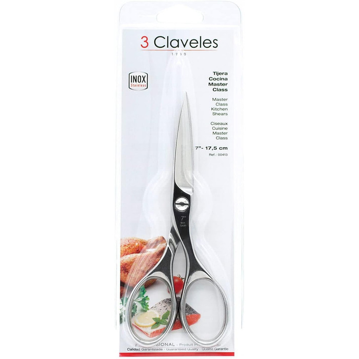 Кухонні ножиці 3 Claveles Master Class, нержавіюча сталь, 18 см, блискучі