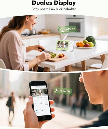 Дитячий відеоняня YESIMOM з камерою 1080P HD, PTZ 360°, Wi-Fi, монітор 4.3