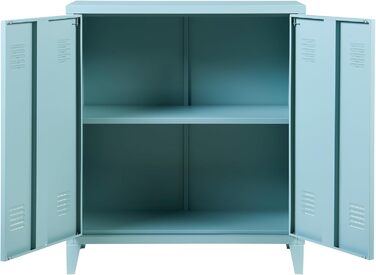 Металевий шафа [en.casa] Oripää для вітальні, офісу та майстерні, 90x80x33 см, з 2 дверцятами і регульованою полицею, сіро-блакитна