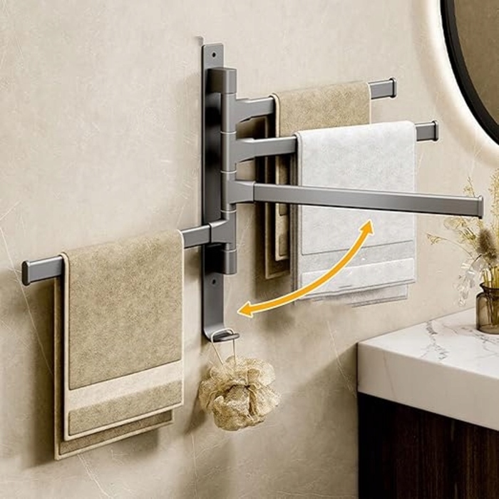 Підвісний тримач-вішак для рушників у ванну кімнату та туалет, рухомі підвіконня, сірий