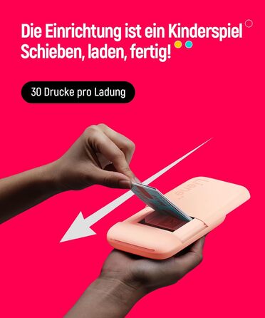 Портативний фотодрук Liene Pearl K100 з 50 аркушами Zink паперу, Bluetooth 5.0, для iOS & Android, рожевий