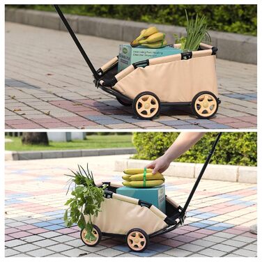 Міні-візок для тварин, складаний, багатофункціональний, з кишенькою та безпечним тросом (Хакі)