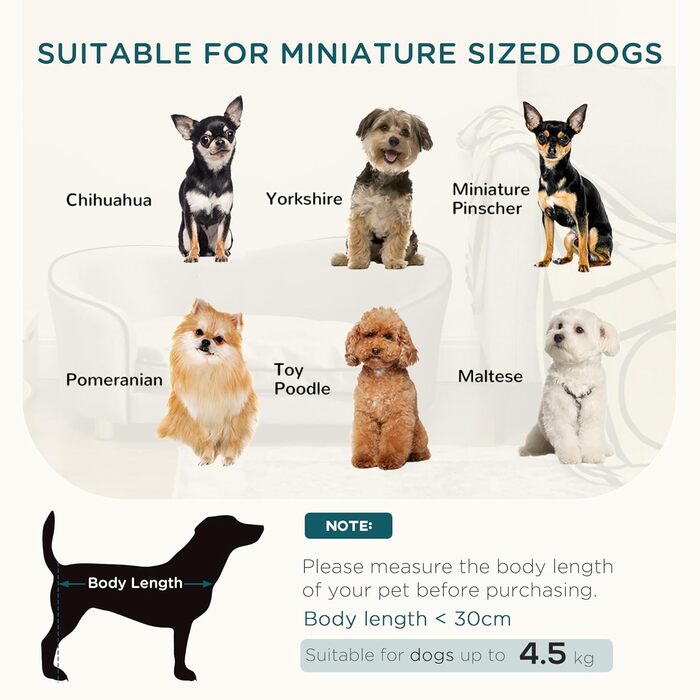 Диванчик для собак PawHut, лежанка для котів, крісло для тварин з дерев'яним каркасом, знімний коврик, 69 x 49 x 38 см