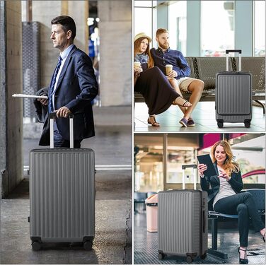 Валіза ручної поклажі TANTOMI з відділенням для ноутбука, 50 см, жорсткий корпус ABS, легка, з 4 колесами на 360°, TSA-замок (світло-темно-зелений, 41 л)