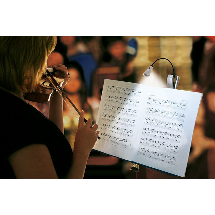 Лампа для читання та нот LED Wedo 2541054 на батарейках, чорна