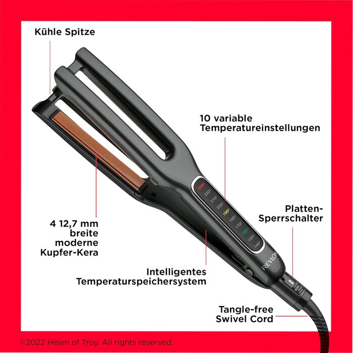 Revlon SmoothStay 25mm Coconut Oil Infused Straightener with Travel Pouch - Adjustable Temperature up to 235°C