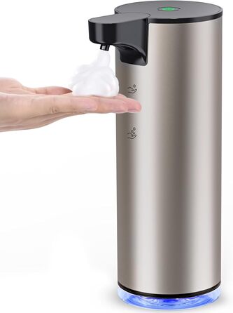 Automatic Soap Dispenser Stainless Steel Foam Soap Dispenser Electric - LAOPAO Soap Dispenser Set IPX5 Waterproof USB-C Charging with Sensor Infrared Motion Sensor for Kitchen & Bathroom Silver Black