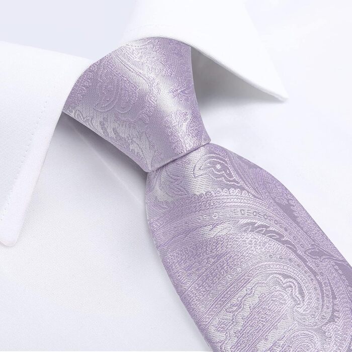 Набір краватки, хустинки та затискачів для манжет DiBanGu Paisley Lavendel7901 - Офіційний, весільний, діловий стиль