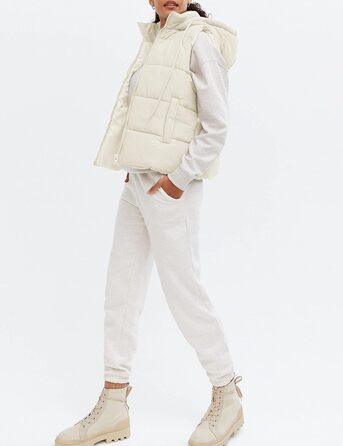 Жіноча безрукавна стьобана жилетка Lentta з капюшоном, тепла зимова жилетка, пухова жилетка, колір бежевий