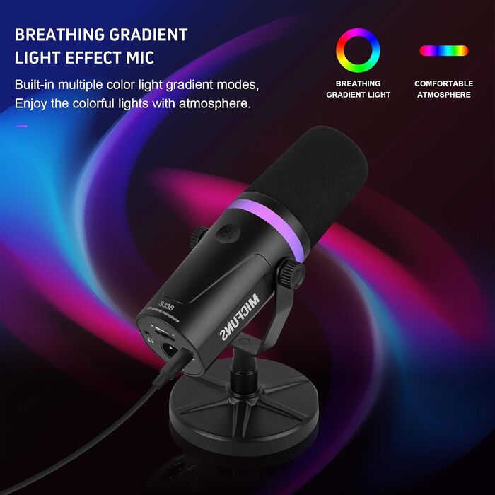 Динамічний мікрофон для подкастів S338, USB/XLR комплект для геймінгу та стрімінгу, мікрофон для співу та запису голосу