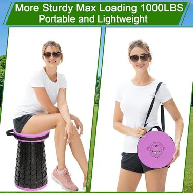 Складаний стілець Upgrade XXL з подушкою, 1000 фунтів, для дорослих, кемпінгу, подорожей (фіолетовий)