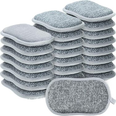 24-Piece Multi-Purpose Sponges, Scratch-Resistant, Microfiber Sponge, Cleaning Sponge, Reusable Dish Sponges for Dishwashing with Robust Scrubbing Power (gray)