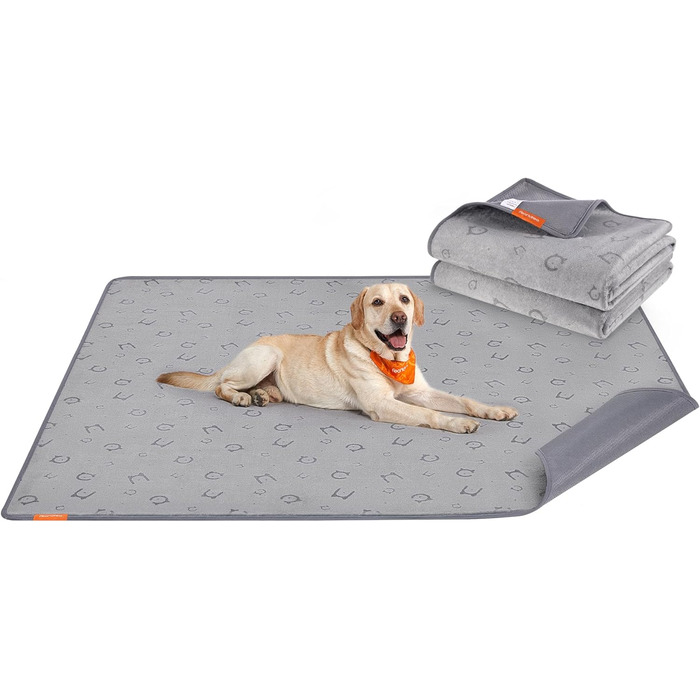 Водонепроникний килимок для собак Feandrea, 2 шт., 122x91 см, XL, з антиковзаючою поверхнею, для собак, котів, кроликів, сірий (PTD003G01)