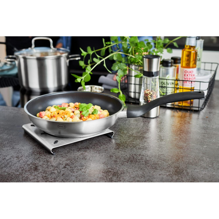 RÖSLE Frying Pan Set Basic Line Ø 20 cm, 24 cm with ProPlex non-stick coating, 18/10 stainless steel, silver/black (Ø 24 cm)