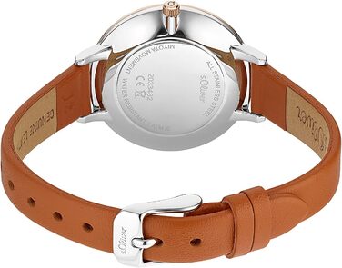 Годинник наручний s.Oliver для жінок, кварцовий, аналоговий, з шкіряним ремінцем, водостійкий, у подарунковій коробці (IP рожеве золото / блакитний)