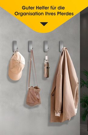 Набір гачків для рушників без свердління, 10 шт., самоклеючі гачки з нержавіючої сталі 304, міцні клейкі гачки для великих предметів, клейкі гачки для ванної, туалету та кухні, стійкі до іржі, срібні