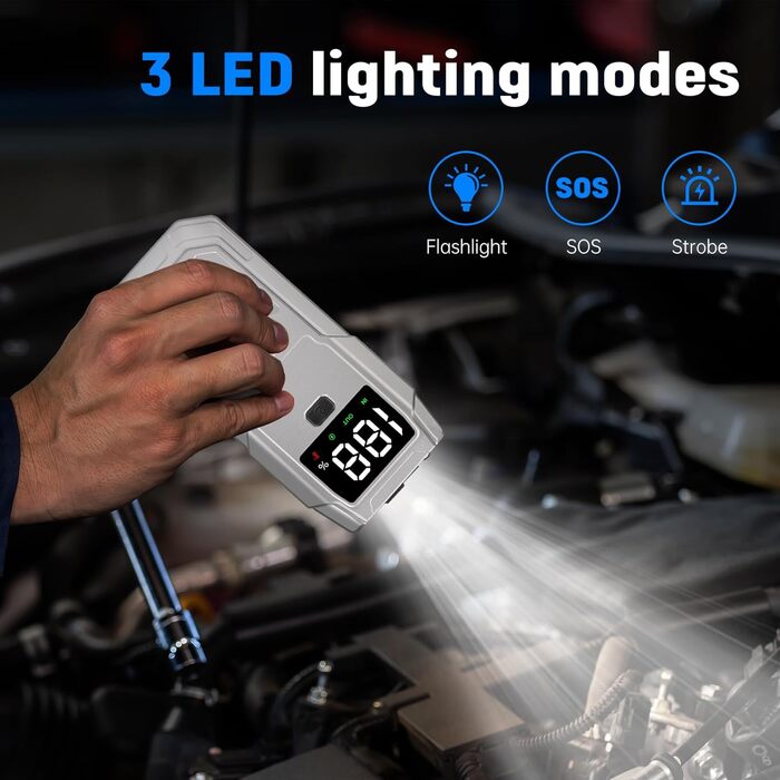 Портативний пусковий пристрій Auto-Starthilfe 12V, 5000A, для бензинових (9,5л) та дизельних (8,0л) авто, Powerbank, Starterbatterie