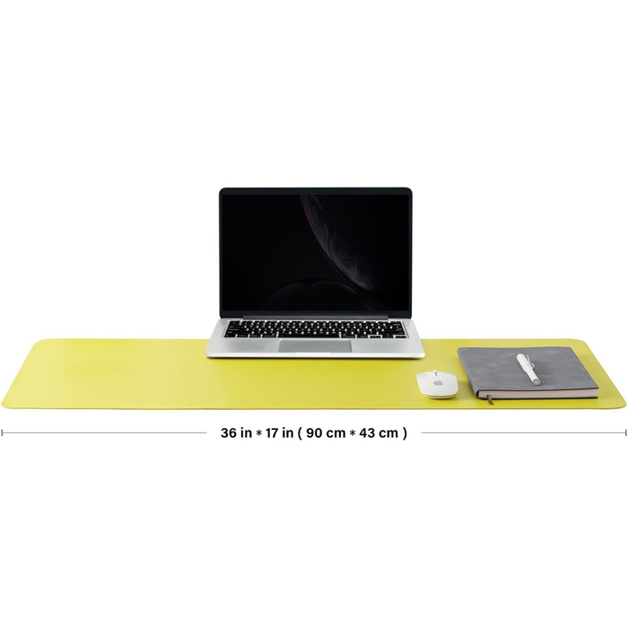 Підкладка під стіл Leder - антиковзаюча PU підкладка та килимок для миші для офісу та дому - органайзер та аксесуари для столу (Лимонний колір, 90см x 43см)