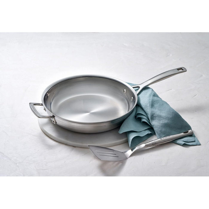 Сковорода Le Creuset з нержавіючої сталі 3-шарова, Ø 28 см, для всіх плит (індукція, духовка), срібляста