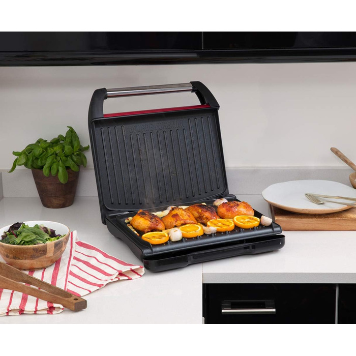 George Foreman Contact Grill & Panini/Sandwich Maker - 24x17cm, 3-Portion Size - Steel Red - Reduces Up to 42% Fat