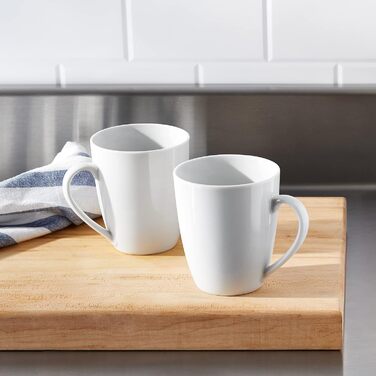 Amazon Basics Coffee Mug Set, 12-Piece Porcelain, 355 ml, White (Formerly AmazonCommercial Brand)
