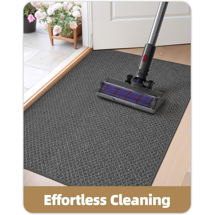 Тонкий килимок для входу COLOR&GEOMETRY, протибризковий та протиковзкий килим у передпокою, темно-сірий, 92 x 142 см