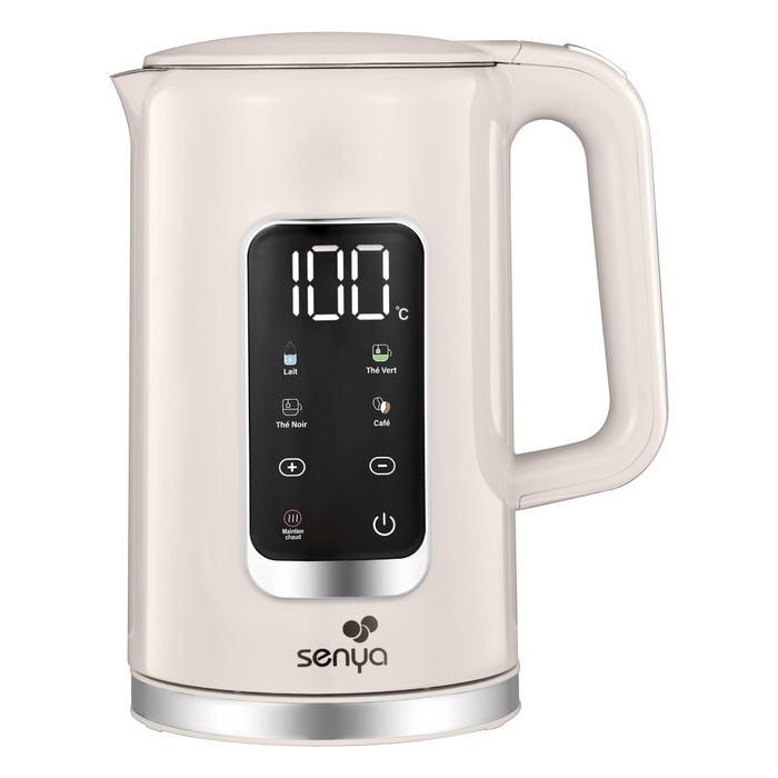 Електричний чайник SENYA 1.7 л з цифровим дисплеєм, 5 температурних програм, підтриманням тепла, 360° та ергономічною ручкою, кремовий