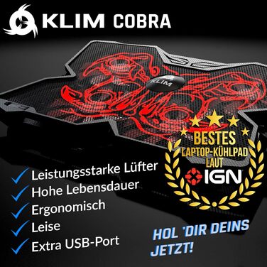 Охолоджувач для ноутбука KLIM Wind з 4 вентиляторами, підставка для PC та PS4, червона