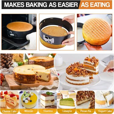 Набір форм для випічки Springform Set Eozfly, антипригарне покриття, BPA-Free, знімний дно, 20/22/24 см