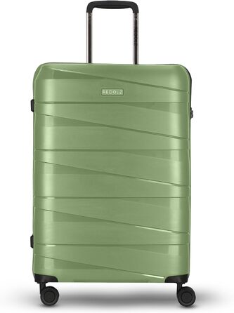 Чемодан REDOLZ Hartschalen Check-in Essentials 10 | Великий валіза-тележка XL 50 x 30 x 76 см з поліпропілену | 4 подвійні колеса, TSA | Зелений металік