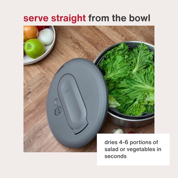 Салатниця-швидкосушка Zyliss Swift Dry 6L з нержавіючої сталі, BPA-free, AquaVent™-технологія, антиковзаюче дно, для посудомийної машини