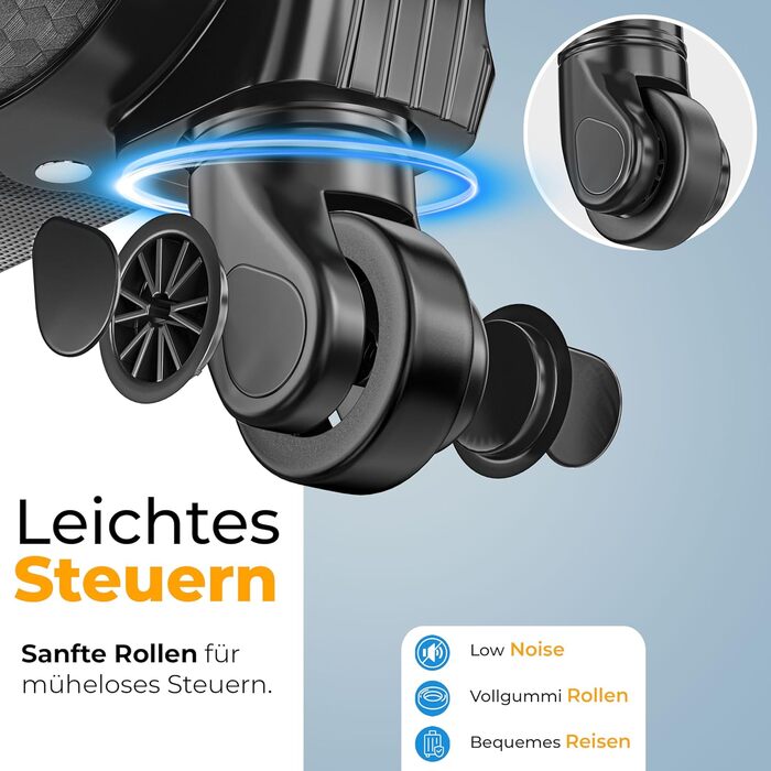 Набір валіз KESSER® 4-в-1 | Тріумф у подорожах: комплект з валізи-тролі, тканинної валізи, косметички та великої валізи для бізнесу та подорожей | Антрацит
