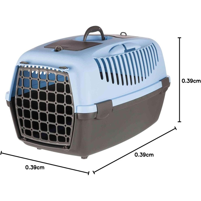 Трійзі Капрі 3 - переносна клітка для тварин з відкритим верхом, S, 40x38x61 см, світло-сірий/темно-синій