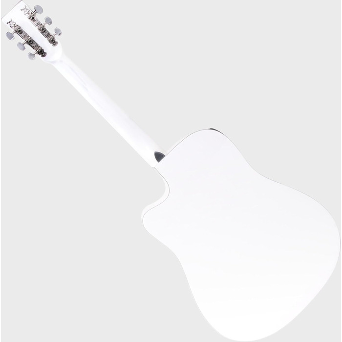 Класична акустична гітара Westerngitarre WS-10WH-CE з підсилювачем, Dreadnought, Cutaway, 3-Band EQ + Presence, Тюнер LCD, XLR та Klinke, білий глянцевий лак