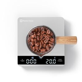 Maestri House Mini Espresso Scale with Timer - 2kg/0.1g Precision Digital Kitchen Scale for Espresso, Pour-Over & Coffee Brewing (Silver)