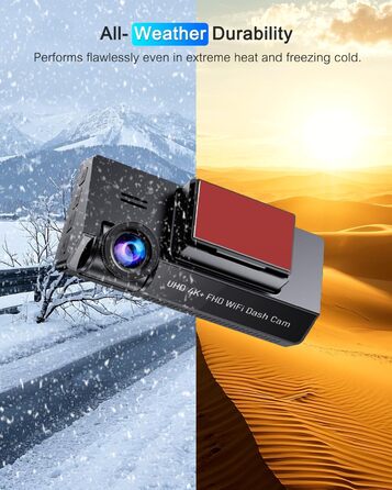 Відеореєстратор у машину 4K Dual Dashcam з CPL фільтром, 360°, WiFi, IPS, Нічне бачення, G-сенсор, Паркувальний режим, 64GB SD карта