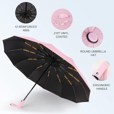 Зонт LAMA: Стійкий до вітру, автоматичний, 105 см, 12 спиць, нейлон, анти-UV, рожевий