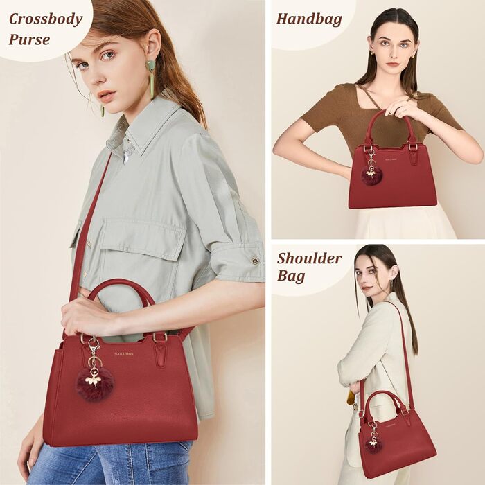 Жіноча сумка IGOLUMON середнього розміру зі шкіри: сумка-тоут, сумка на ручку, сумка на плече (Червона)