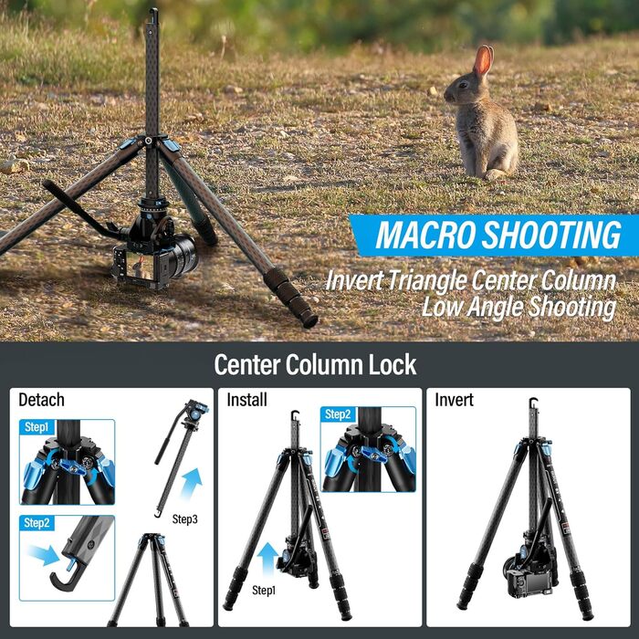 Штатив SIRUI AM124 з кульковою головкою AM01, карбоновий, легкий, для камери, 159 см, вантажопідйомність 12 кг