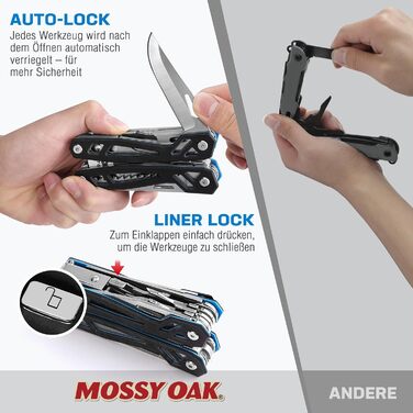 Мультитул Mossy Oak 21 в 1 з плоскогубцями та складаним ножем для кемпінгу, туризму та ремонту, з G10-ручкою та сумкою