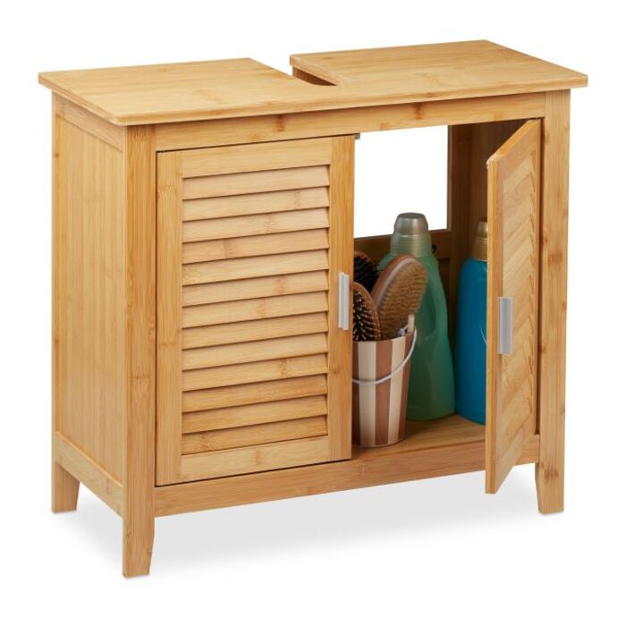 Relaxdays Bamboo Bathroom Vanity Cabinet