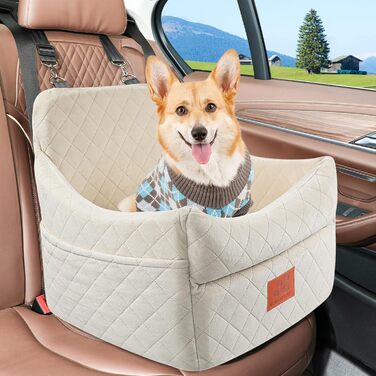 Автокрісло для собак GL GLENSLAVE: комфортне та безпечне для маленьких та середніх порід (до 16 кг), знімний, миючий чохол (чорний/коричневий/бежевий)