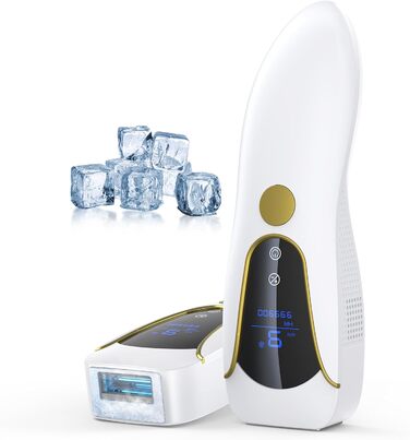 Пристрій для епіляції IPL Laser - безболісна епіляція з охолодженням, 3 функції, 9 рівнів, 600 нм, для жінок та чоловіків, для тіла, бікіні, ніг, пахв, білий