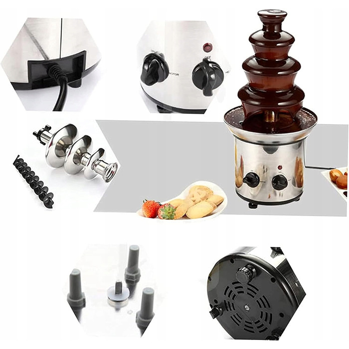 Домашній шоколадний фонтан на 3 яруси для fondue, 320 Вт