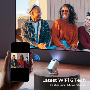 Проектор Mini Beamer 1080P/4K з Android 13 OS, WiFi 6, Bluetooth 5.4, підтримкою Netflix та Google CTS, HDMI, USB, iOS, LYNCAST N300 White