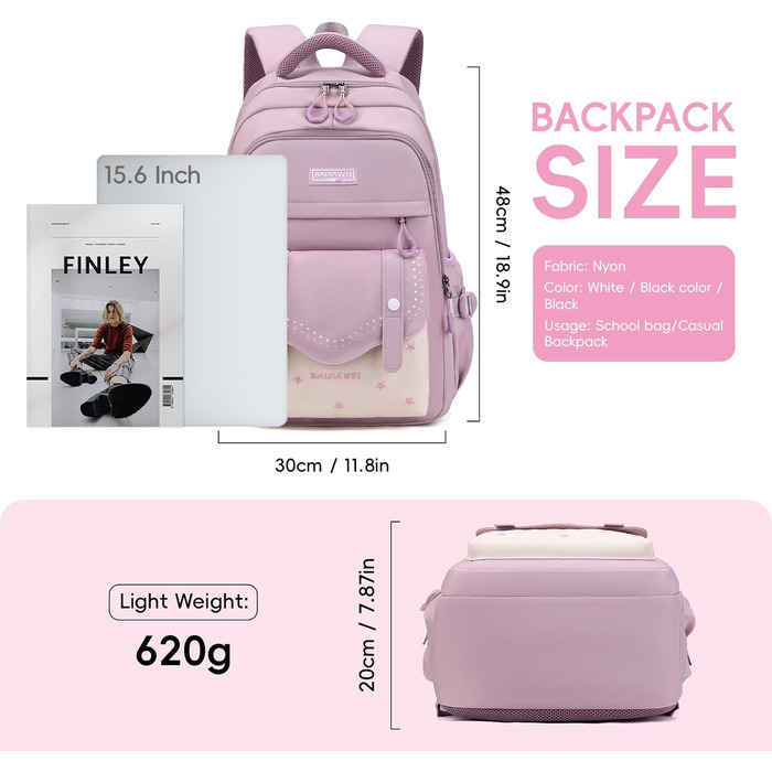 Шкільний рюкзак для дівчаток-підлітків, 2025, великий, для гімназії, старшої школи, 30L, фіолетовий