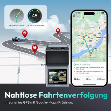 Автомобільний відеореєстратор BOTSLAB G300H Plus 4K Dual-Channel (передня та задня камери), сенсор STARVIS 2, WDR, GPS, 5GHz Wi-Fi, голосове керування, карта пам'яті 64GB, нічний режим