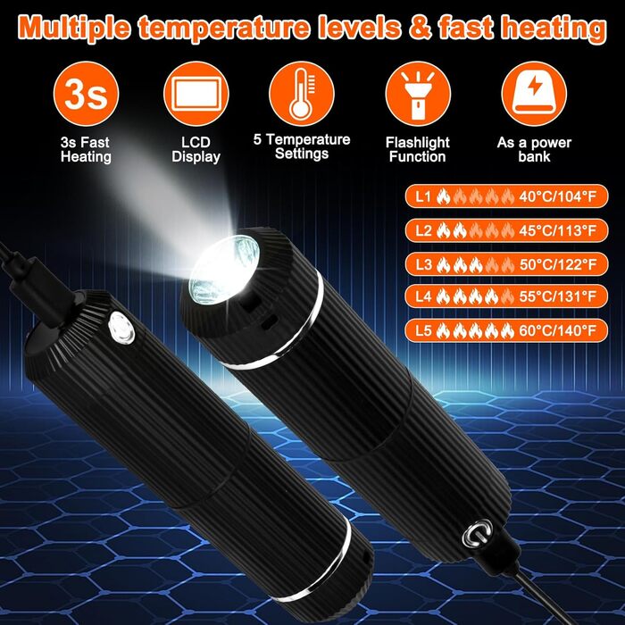 Електричний грієчка для рук, багаторазовий, 2 шт., 10000mAh, USB, магнітний дизайн, для зими, подарунок, чорний