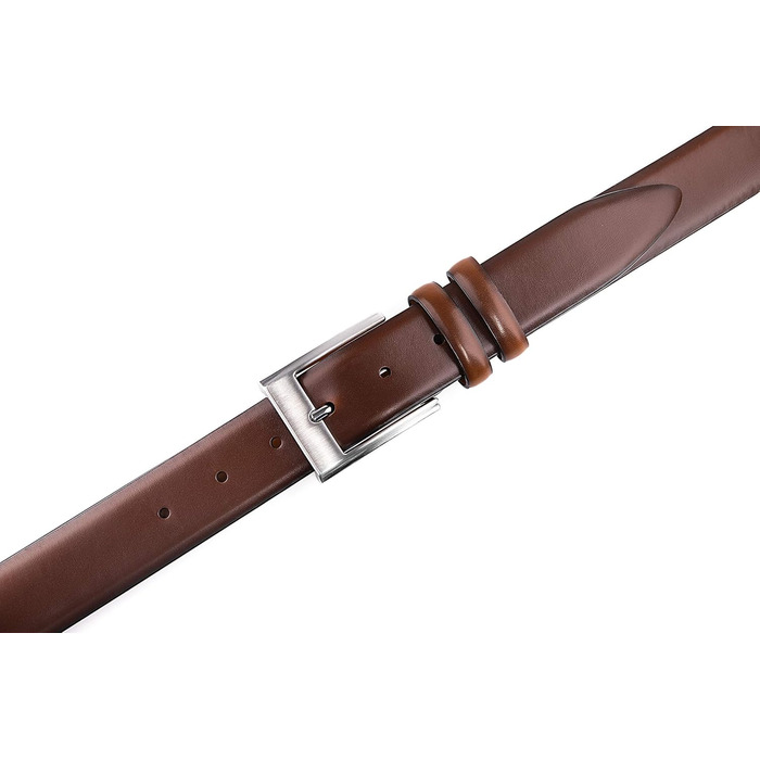 Чоловічий шкіряний ремінь Fabio Valenti – для костюмів, джинсів, уніформи. З односторонньою пряжкою. Розмір 40-42, колір Umbra Gebrannt