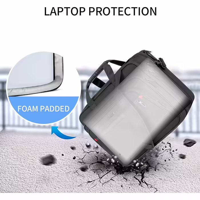 VANKEAN Laptop Bag for Men and Women, Fits up to 17.3-inch Laptop, Expandable Premium Laptop Briefcase, Water-Resistant Messenger Bag, Computer Bag for Business/School - Black